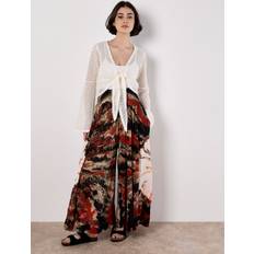 Tie Dye Trousers & Shorts Apricot Textured Palazzo Trousers - Khaki