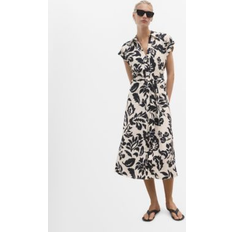 Mango White Dresses Mango Floral Print Shirt Style Dress - Off White