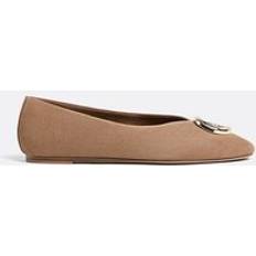 Beige - Suede Ballerinas Stradivarius Split Leather Ballet Flats With Detail - Beige