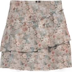 Blomstrede - Korte nederdele Vero Moda Vmsabrina HW Short Flounce Skirt - Lyseblå/Taupe/Rosé