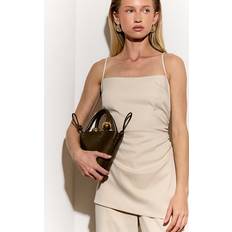 Bead Handle Bucket Cross Body Bag - Green