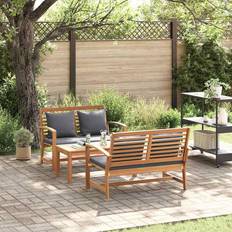 Naturfarvet - Teak Loungesæt vidaXL Havesofa Sæt 3 pcs Naturfarvet Massivt Teaktræ Loungesæt