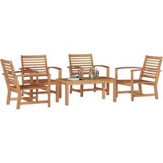 Naturfarvet - Teak Loungesæt vidaXL Havesofa Sæt 5 pcs Naturfarvet Massivt Teaktræ Loungesæt