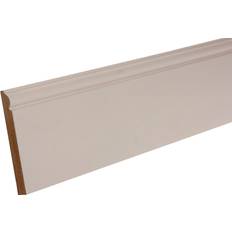 White Baseboard Mouldings GoodHome Primed White MDF Torus Skirting Board 2400mm 119mm 18mm