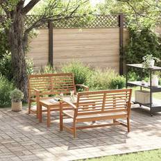 Naturfarvet - Teak Loungesæt vidaXL Havesofa Sæt 3 pcs Naturfarvet Massivt Teaktræ Loungesæt