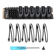 Controller Cards Jehiatek PCI-E To 6Gpbsx6-Port M.2 Riser Card Cable