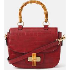 Multicoloured Crossbody Bags Accessorize Bamboo Handle Croc Crossbody Bag - Red