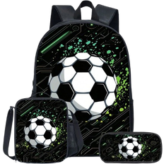 Shein 3pcs Game-Black/Neon/Colours Themed Backpack Set With Lunch Box & Pencil Case&Storage Bag - Polyester