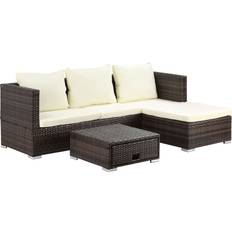 Brown - Metal Outdoor Lounge Sets OutSunny 860-091V70BN - Brown Outdoor Lounge Set, 1 Table incl. 2 Sofas
