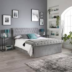 220cm Frame Beds Aspire Chesterfield Ottoman Grey Frame Bed 104x217cm