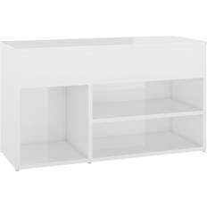 vidaXL Engineered Wood Bench High Gloss White Shoe Rack 80x45cm