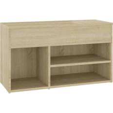 vidaXL Engineered Wood Bench Sonoma Oak Shoe Rack 80x45cm