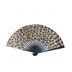 Shein Elegant Leopard Print Folding Fan With Black Frame