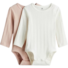 H&M Baby Langærmet Body - Blød Rosa/Hvid