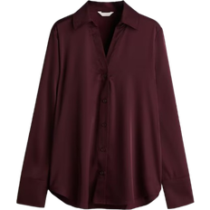 Recycled Materials - Women Blouses H&M V-Neck Blouse - Burgundy