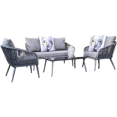 Corrigan Studio Fairlough 4-Person Outdoor Lounge Set, 1 Table incl. 2 Chairs & 1 Sofas