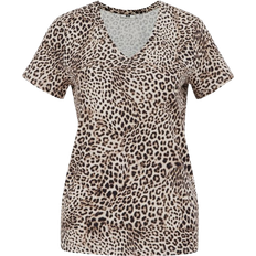 Nainen T-paidat We Fashion Paita - Tummanruskea/Valkoinen