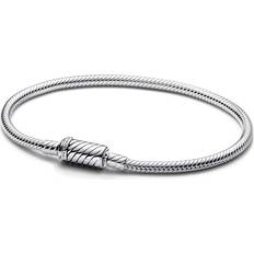 Pandora Moments Schlangen-Gliederarmband mit Magnetverschluss aus Sterling Silber, Kompatibel Moments, Größe: 17 cm, 590122C00-17