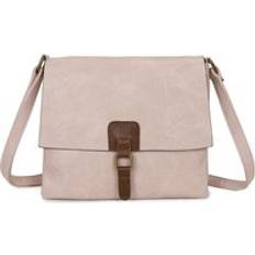 Crossbody Shoulder Bag With Real Leather Magnet Fastening - White