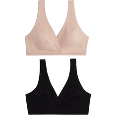 H&M Mama Cotton Nursing Bras 2-pack - Beige/Black (1266750002)