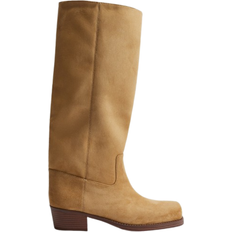Beige - Dame Høje støvler H&M Knælange Bikerboots Dame - Mørk Beige