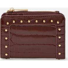 Accessorize Gold Patent Croc Stud Purse - Burgundy