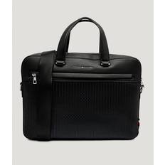 Tommy Hilfiger Computertasker Tommy Hilfiger Metal Logo Woven Crossbody Laptop Bag - Sort