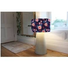 Red Lamp Parts Red White Blue Flower Print Ceiling Lamp Natural Shade