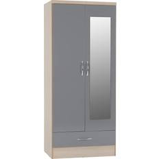 SECONIQUE Nevada Grey Gloss/Light Oak Wardrobe 78x182.5cm