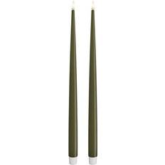 Deluxe Homeart Real Flame Olive Green LED Candle 38cm 2pcs