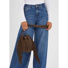 Multifärgade Bucketväskor Accessorize Suede Fringe Bucket Bag - Chocolate