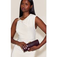PrettyLittleThing PU Pebble Detail Hard Clutch Bag - Chocolate