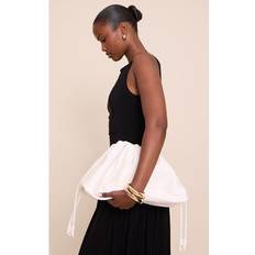 PrettyLittleThing Cream Pu Oversize Drawstring Clutch Bag - White