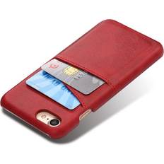 Protective Case Leather Card Holder for iPhone 7/8/SE 2022/2020 Red