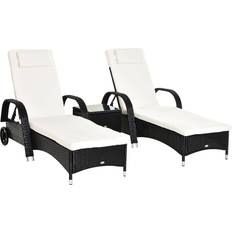 Rattan sun lounger set OutSunny 862-010BK - Black 2-pack