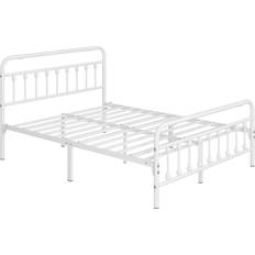 Metal Bed Frame with Vintage Headboard White