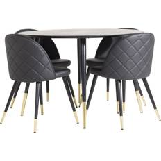 Venture Home Dipp Spisegruppe 115 cm Rund med 4 Velvet Stoler Spisegruppe 115cm 5st