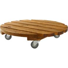 Plant Trolleys Dakota Fields Caziyah Wood Caddy Plant Stand Brown 50cm H x 50cm W x 50cm D