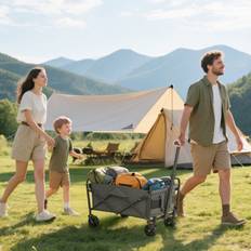 OutSunny 62L Heavy Duty Folding Trolley Cart Grey