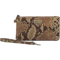 Karen Tan Snake Print Real Leather Wristlet Clutch Bag - Orange