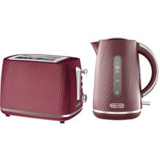 Red toaster and kettle Daewoo Cascade 1.7L Fast-Boil Matching Kettle Set