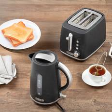 Daewoo Black Kettles Daewoo Cascade Matching Kettle and Toaster Set 1.7 L