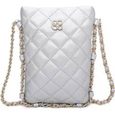 Silver Crossbody Bags Fontanella Fashion Diamond Patterned Mini PU Leather Vertical Crossbody Bag - Silver