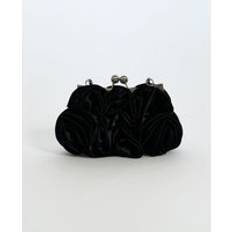 Polyester Clutches SVNX Rose Satin Clutch Bag - Black