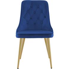Venture Design Velvet Deluxe Blue/Brass Kitchen Chair 89cm 2pcs
