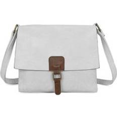 Crossbody Shoulder Bag With Real Leather Magnet - Light Grey