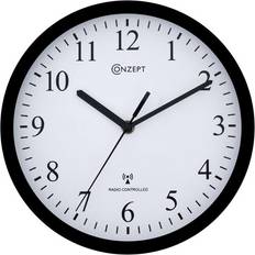 Conzept Radio Controlled Black Wall Clock 25cm