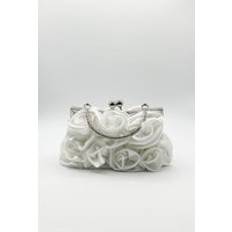 Polyester Clutches SVNX Rose Satin Clutch Bag - White