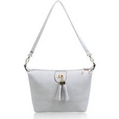 Tassel PU Leather Cross-Body Shoulder Bags - Light Grey
