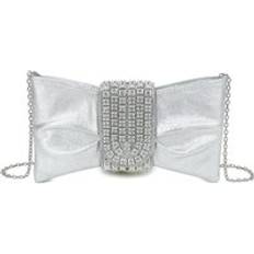Fontanella Fashion Satin Crossbody Bag With Diamond Decoration - Silver